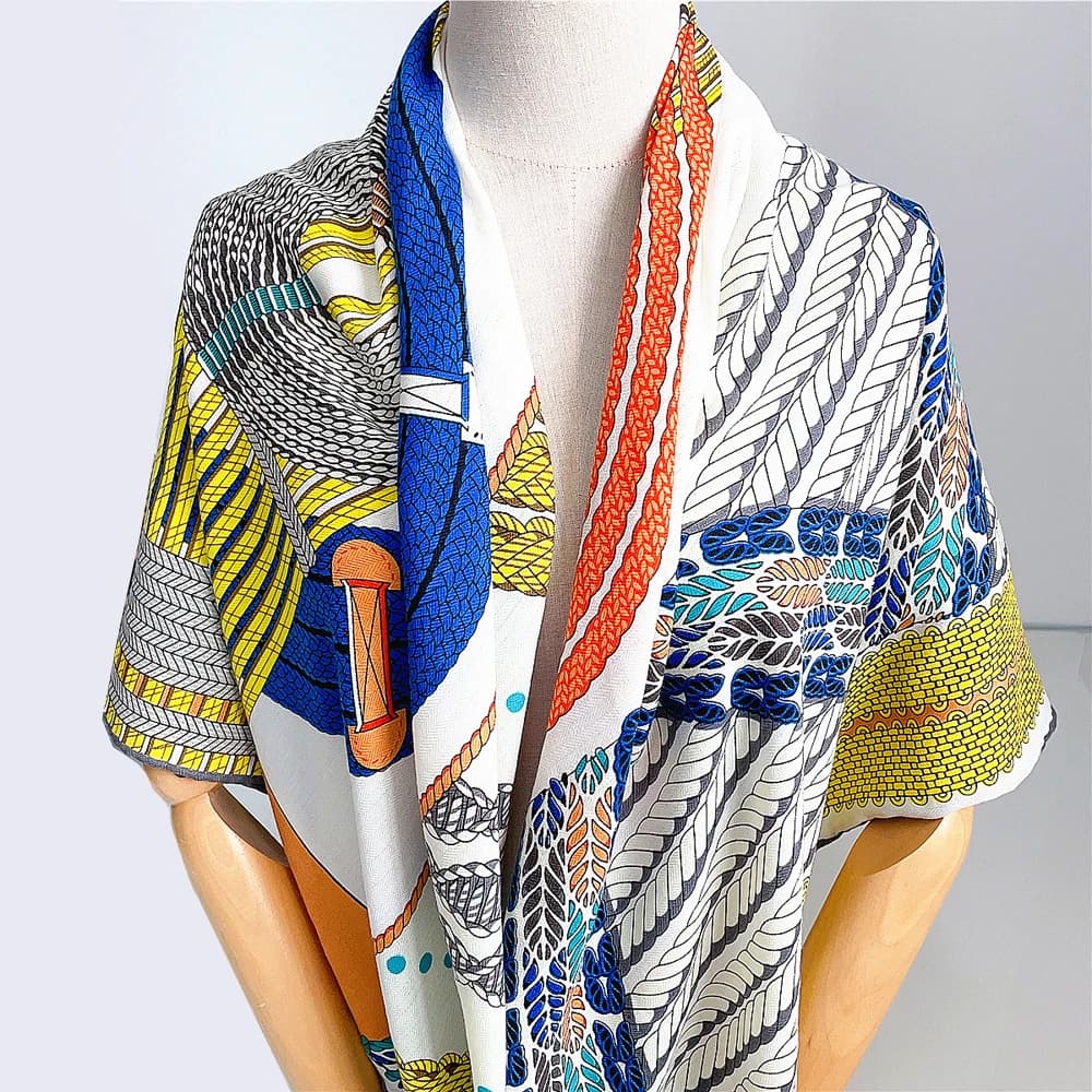 130cm soie cachemire carré écharpe châle hiver garder au chaud écharpe femmes marque de luxe géométr