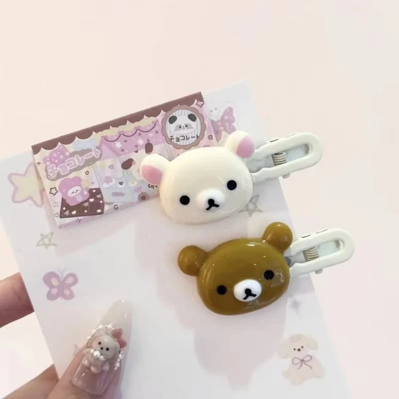 Ensemble d'épingles à cheveux ours mignon, coiffure Preppy, cheveux en plastique, accessoires doux, 