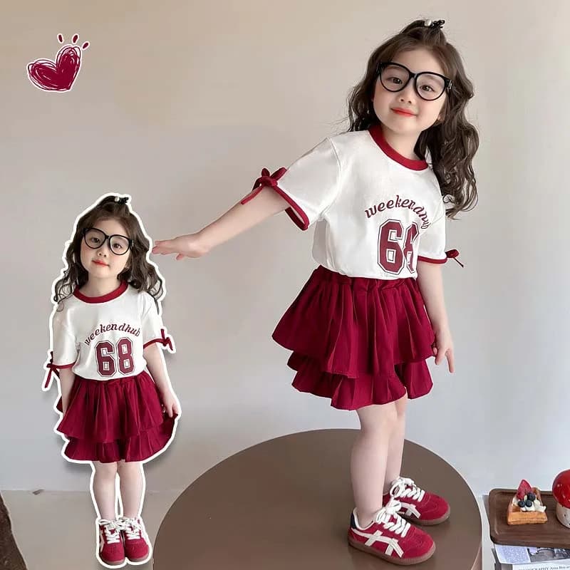 Ensemble 2 pièces d'été pour filles RAISE, 2-8 ans, avec haut à manches courtes imprimé lettres et n