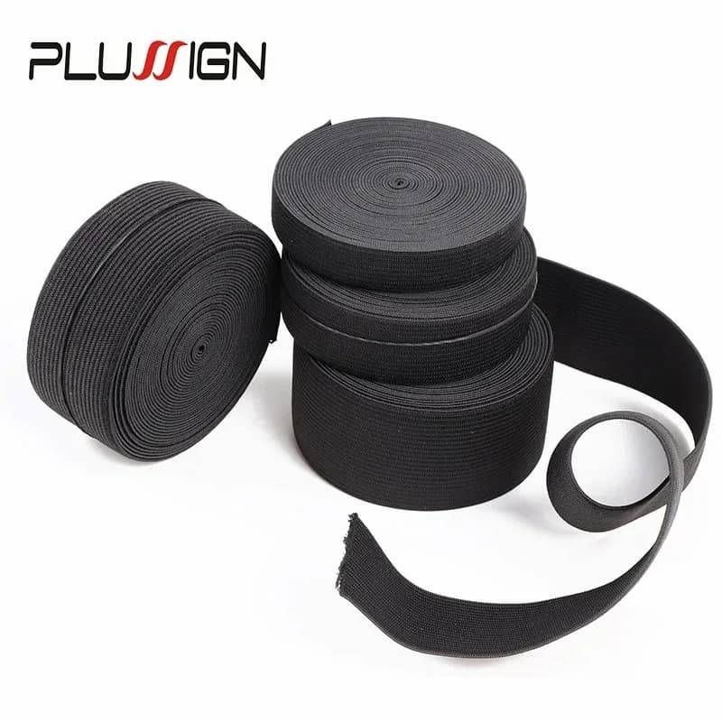 Bande élastique noire pour perruques, 5 mètres de largeur, 1.5-4cm, garniture de ceinture en Spandex