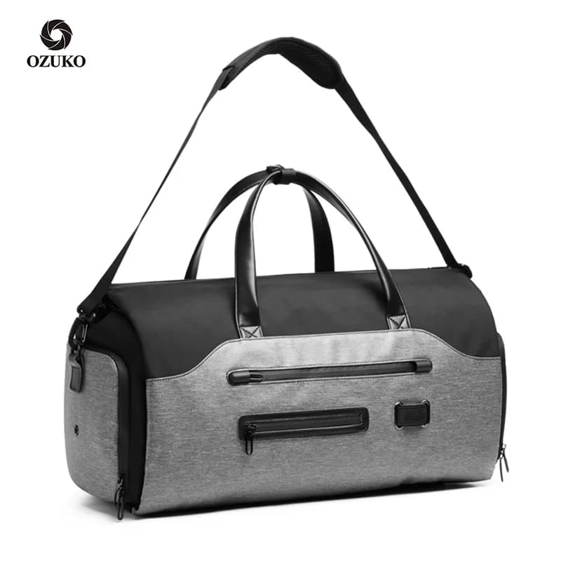 OZUKO-Sac à vêtement multifonction pour hommes, sac de voyage imperméable, grande capacité, poche po