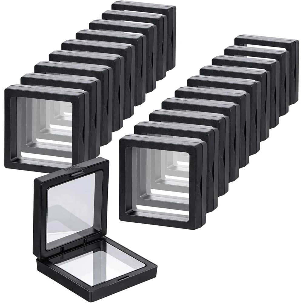 20 supports d'affichage flottants 3D noirs pour pièces de monnaie et bijoux, idéaux pour les pièces 