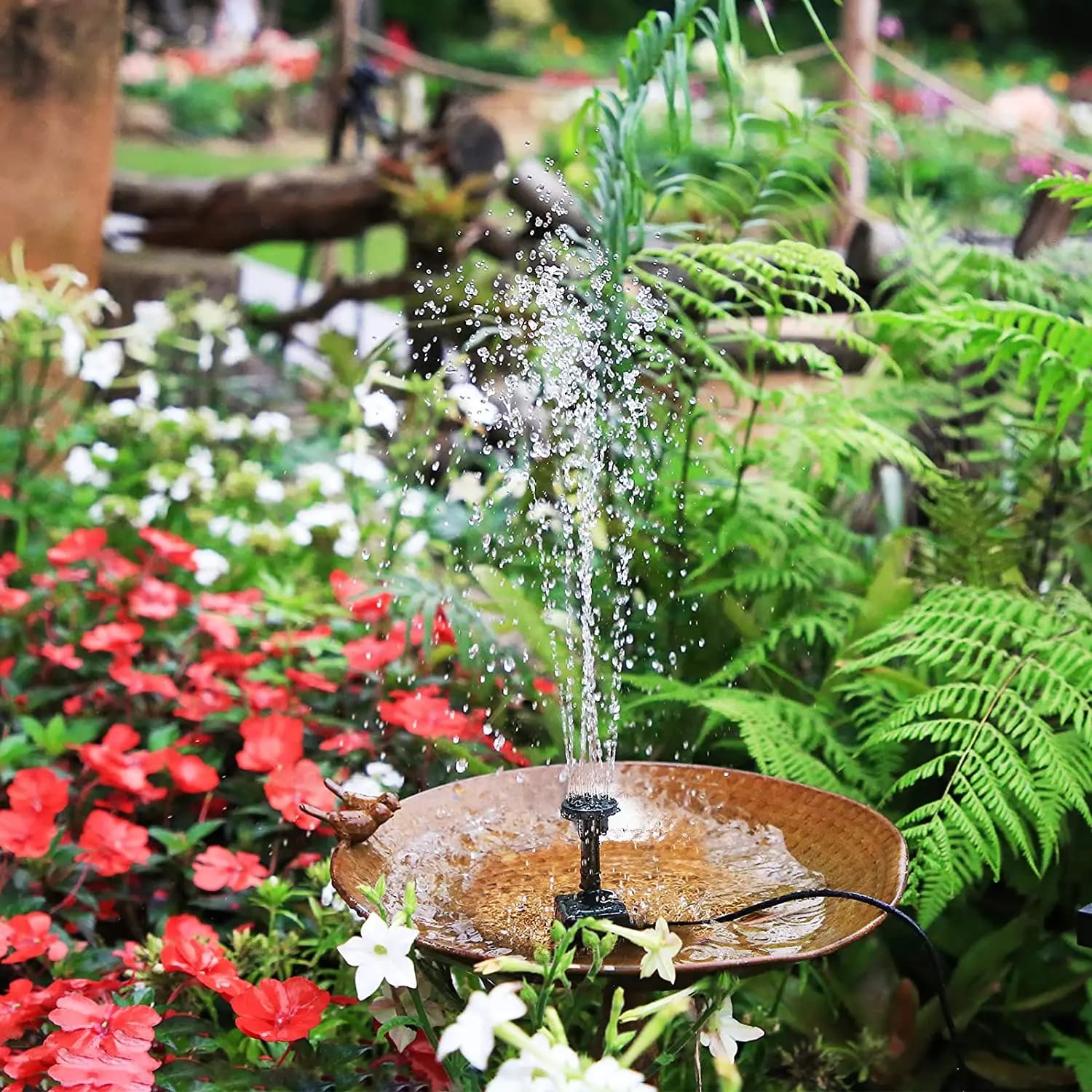 Fontaine de pompe à eau solaire 2.5W, avec 6 buses et tuyau d'eau de 4 pieds, pompe à énergie solair