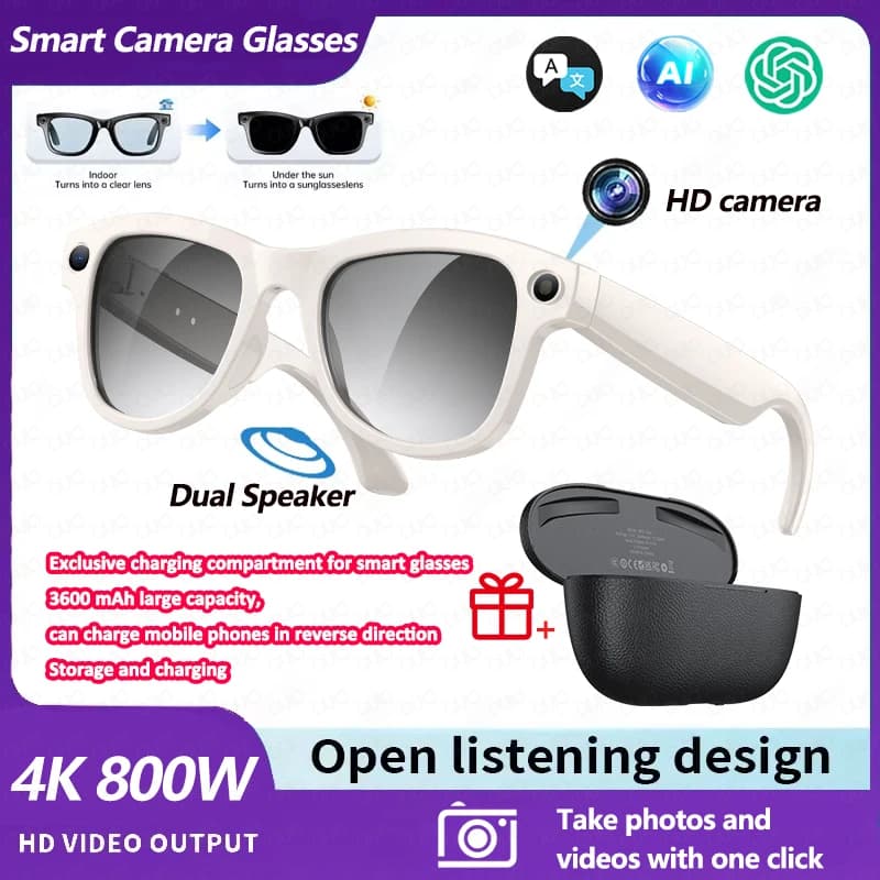 Nouvelles Lunettes Intelligentes IA 2026 avec Caméra, Enregistrement Vidéo, Reconnaissance Photo IA,