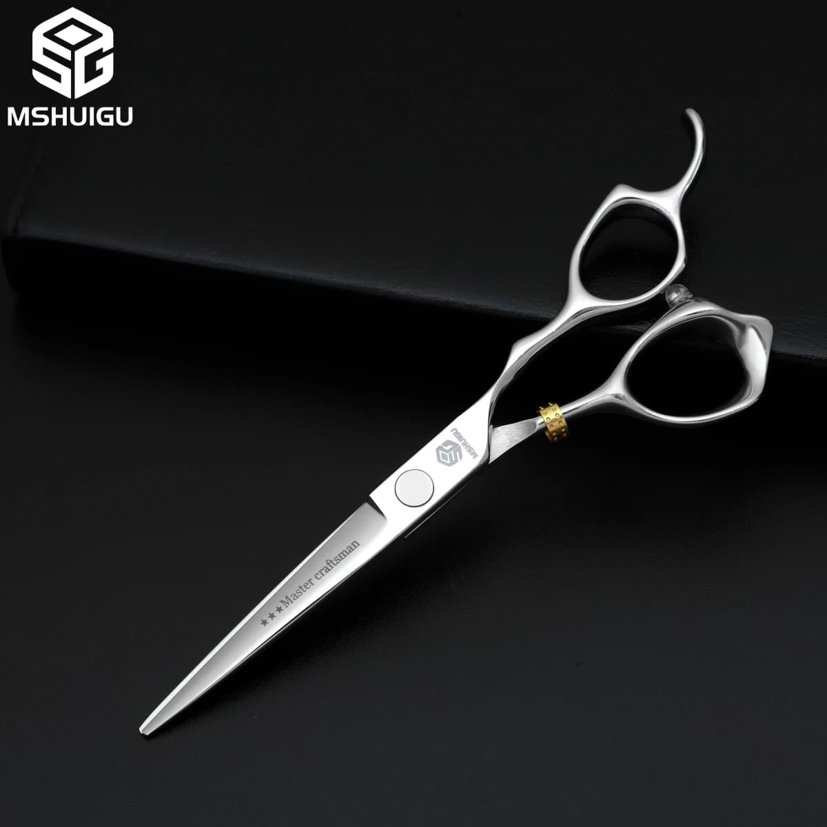 MSHUIGU – ciseaux de barbier professionnels de 6 pouces, en acier inoxydable 440C, lame inversée, ci