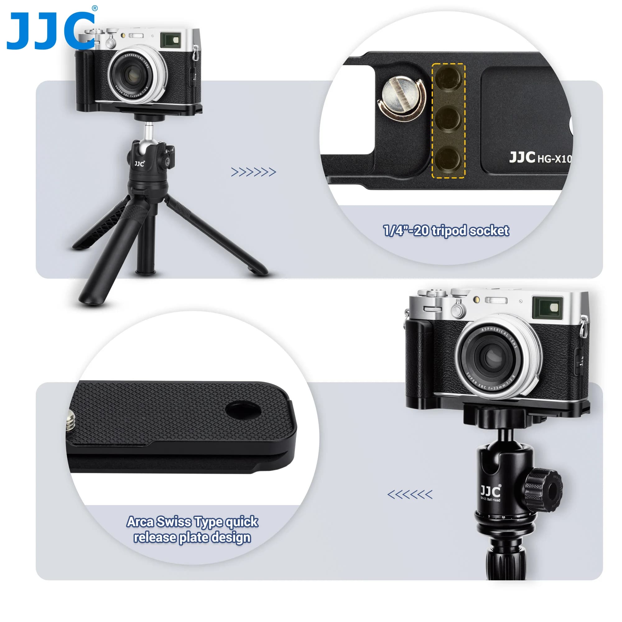 JJC – support de poignée en métal L pour appareil photo Fujifilm X100VI, support de poignée antidéra