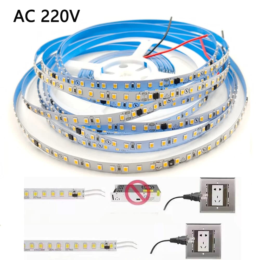 Bande lumineuse Led haute luminosité 220V 2835, 120LED/M, 5M, 10M, 20M, étanche, blanc naturel, blan