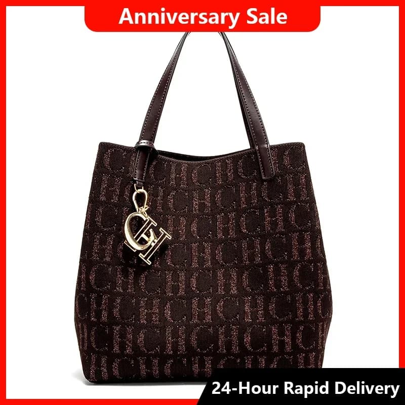 Sac fourre-tout grande capacité CH pour femme, sac à bandoulière minimaliste de couleur unie avec im