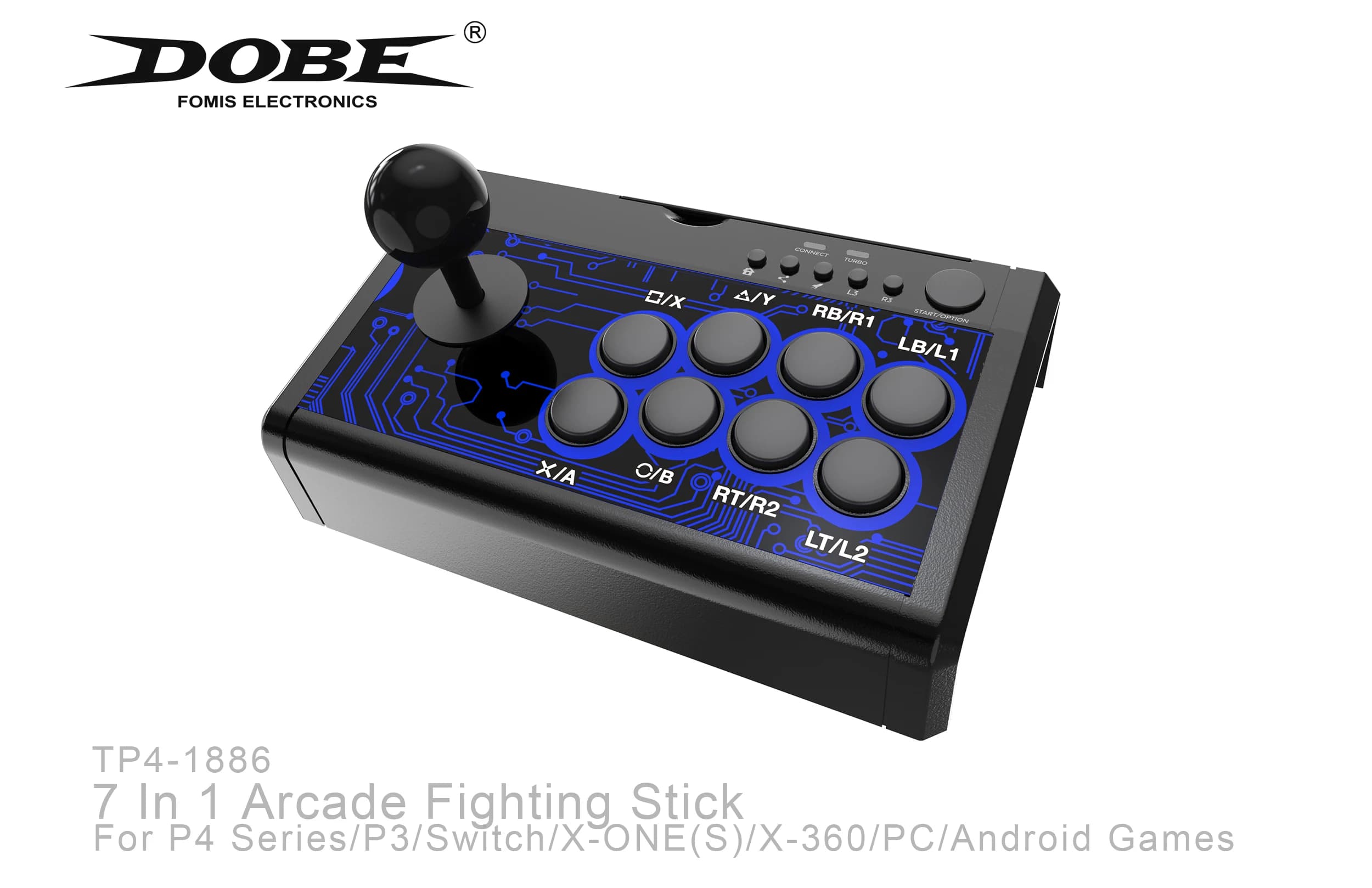 DOBE 7 In1 USB Arcade Fight Stick contrôleur de manette de combat de rue pour PS3/PS4/XBOX ONE/XOBX 