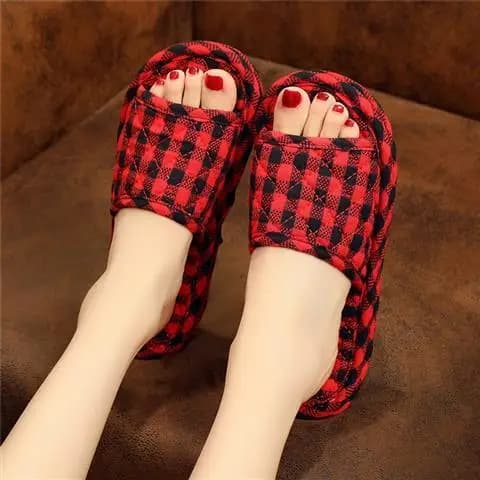 Pantoufles d'intérieur à semelle en tissu pour femmes, chaussures quatre saisons, sol plat, diaposit