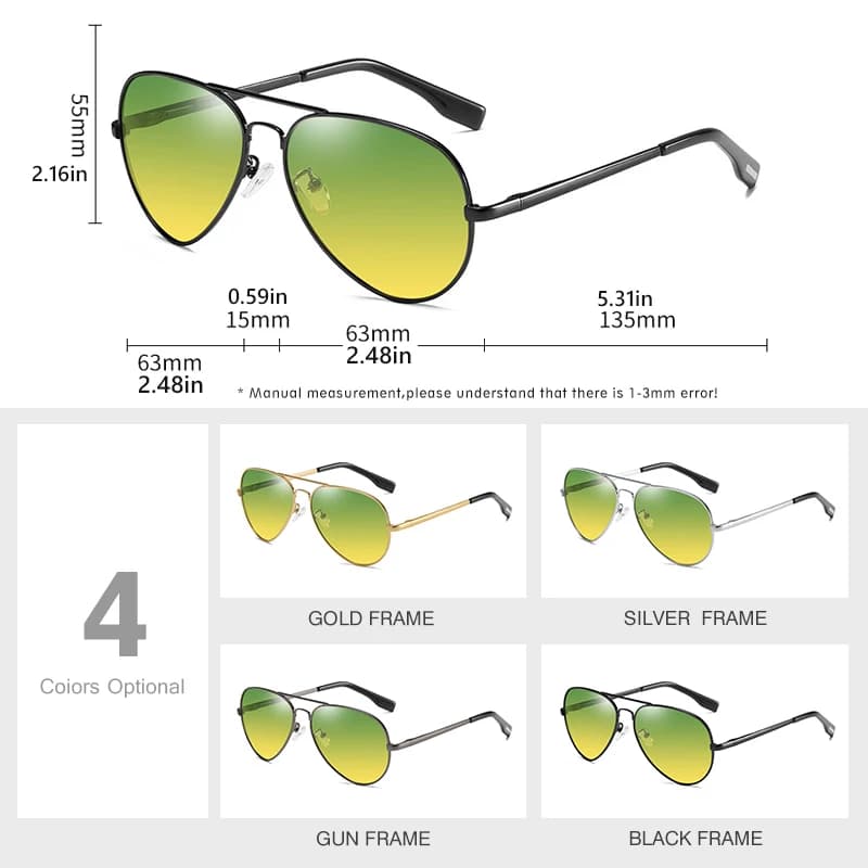 Top marque pilote lunettes de soleil photochromiques hommes polarisées jour nuit conduite lunettes f