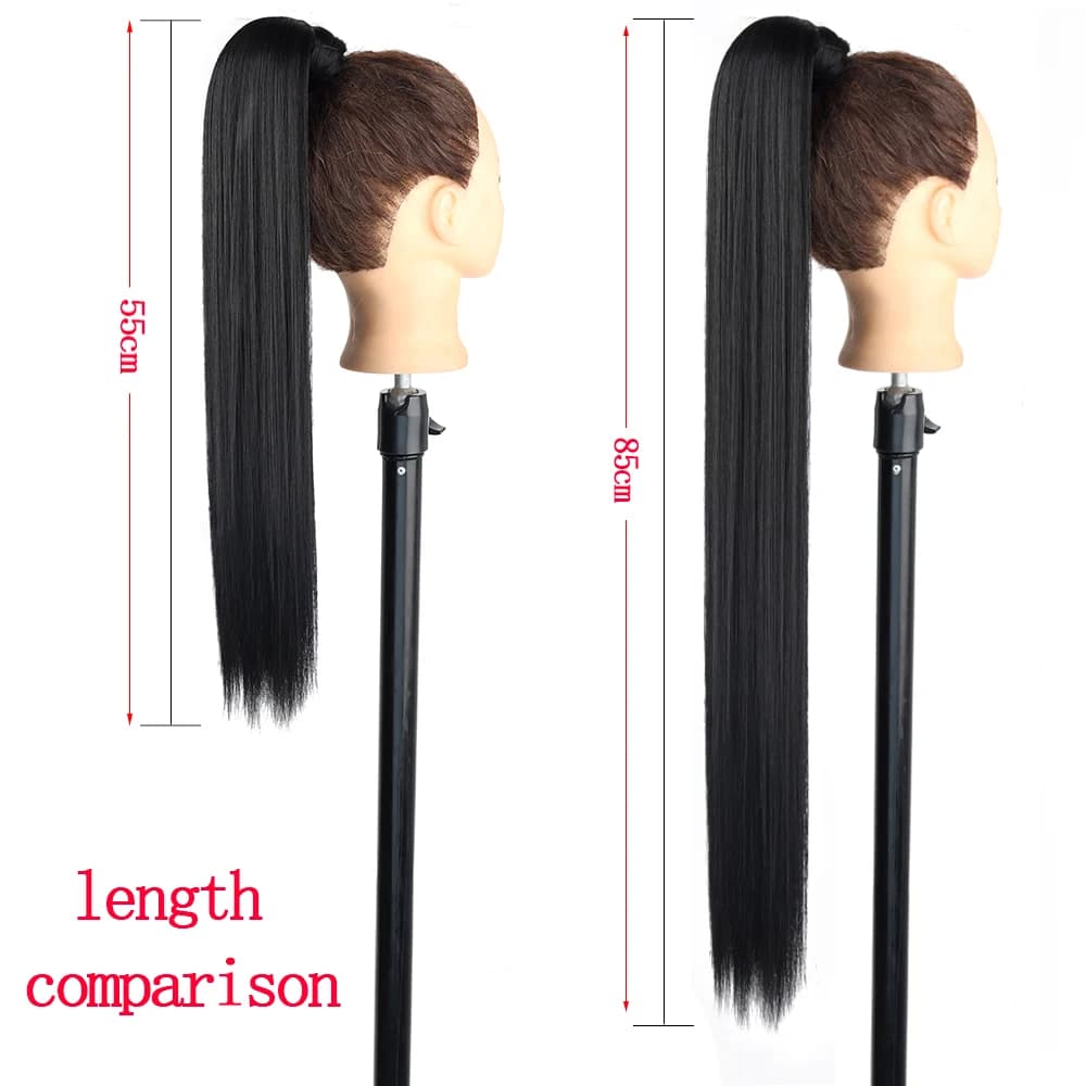 34 pouces queue de cheval synthétique Extension de cheveux pince en fausse perruque postiche Blonde 