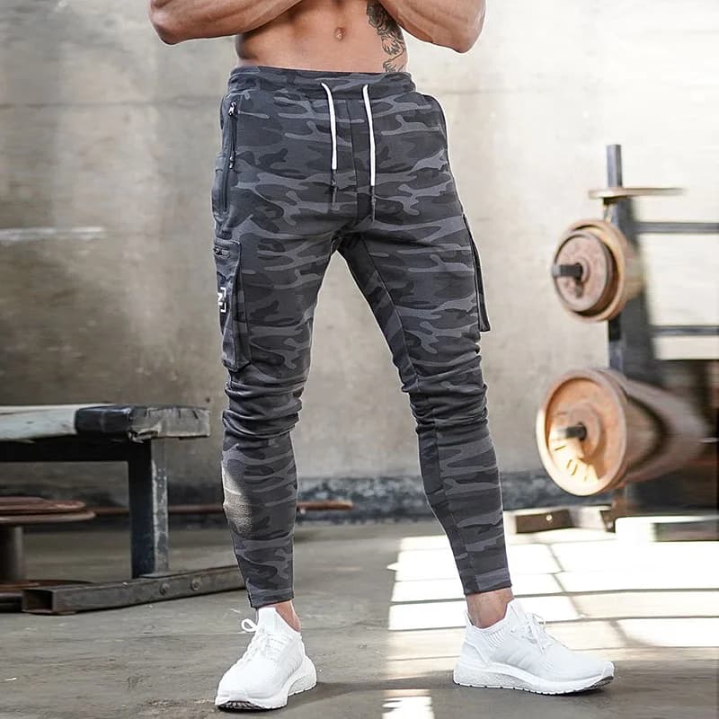 Pantalon d'entraînement multi-poches pour hommes, pantalon de survêtement de Jogging en coton, Camou