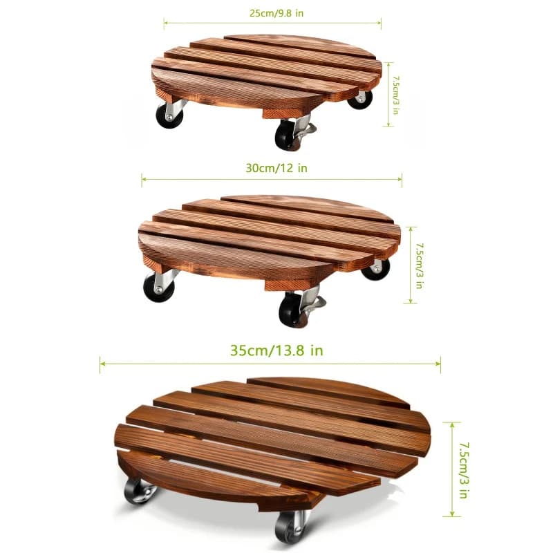 Support de plante à roulettes avec roues, chariot à roulettes rond, verrouillable en métal, 2 paquet