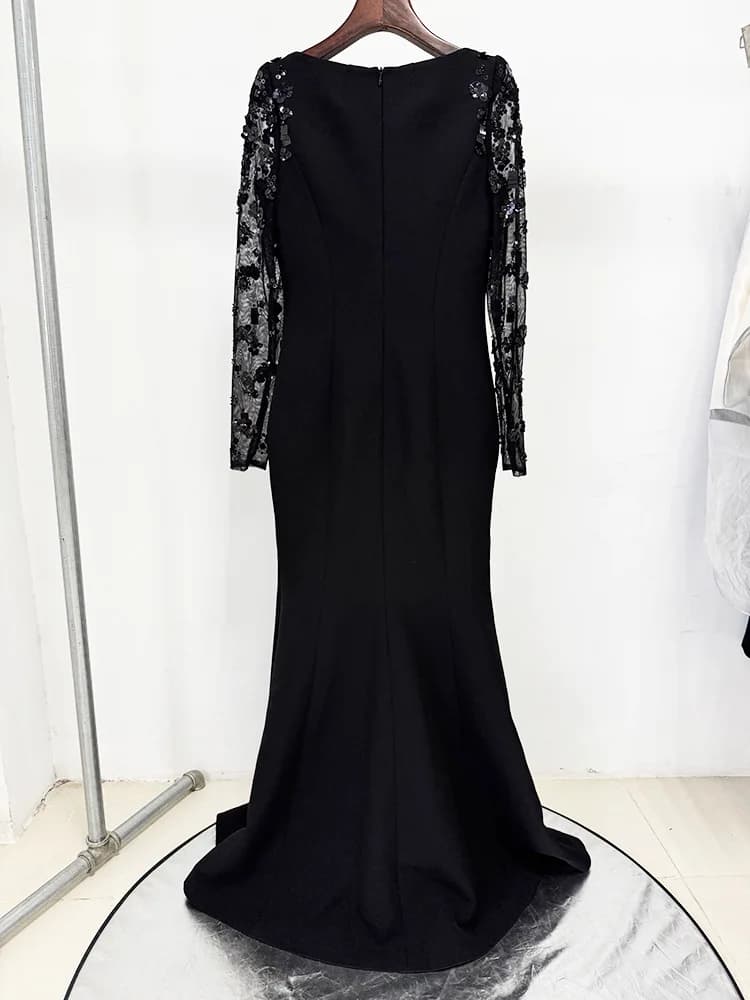 HIGH STREET Nouvelle Collection 2026 Robe Longue de Soirée Designer pour Femme, à Manches Longues, e
