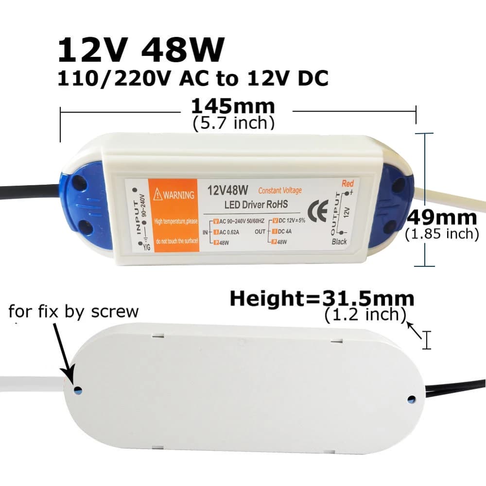 Alimentation électrique DC12V AC 110V 220V à 12V, adaptateur de transformateur de puissance LED 18W 