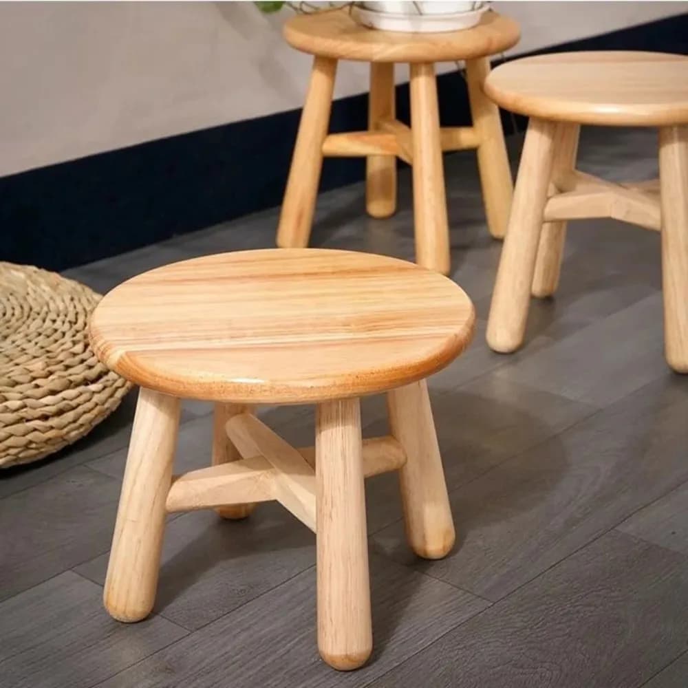 Petit tabouret rond en bois massif, meubles multifonctionnels, décoration de chambre à coucher, salo