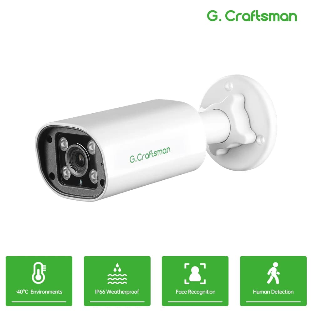 Caméra IP POE C GC PB 4MP, micro intégré, détection de mouvement/visage, ONVIF, sécurité CCTV IR, su