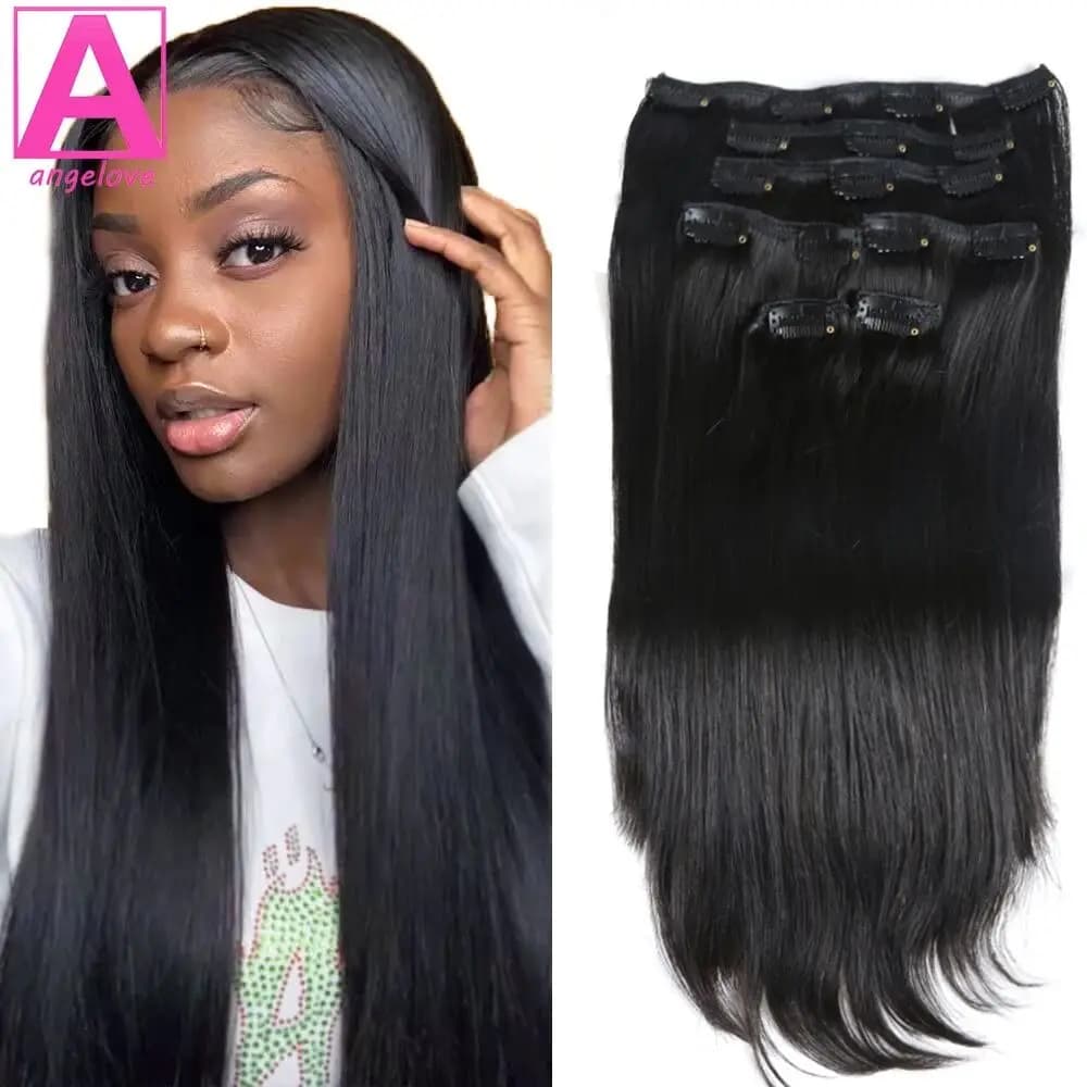 Clip droit dans l'extension de cheveux cheveux humains 120 g/ensemble pince droite dans l'extension 