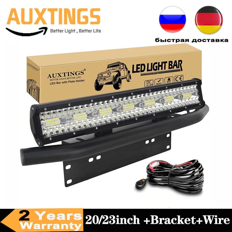 Barre lumineuse LED tout-terrain avec kit de fil de support rapide, lampes de travail pour voiture, 