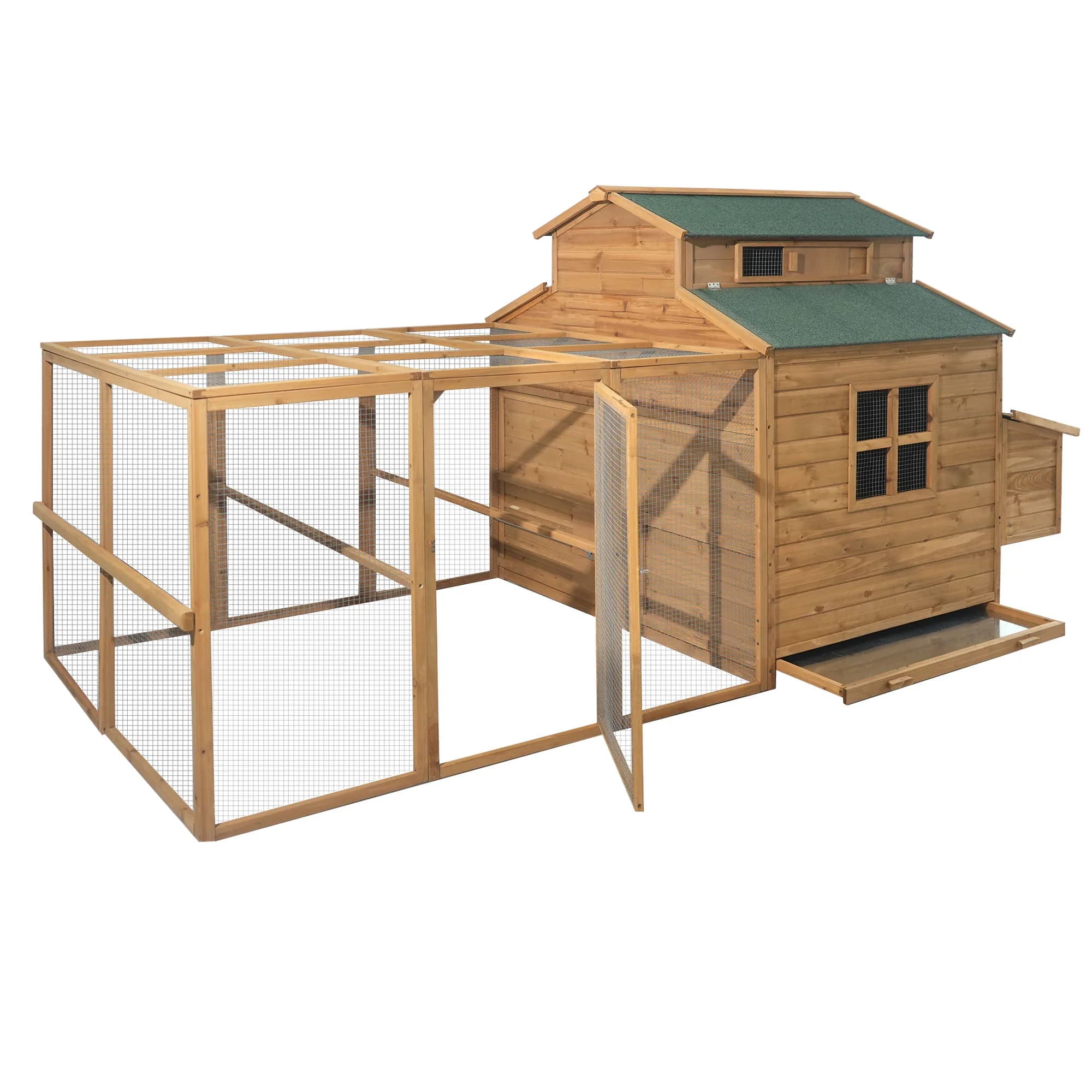 Rabbit Coop Extérieur Jetable Super Large, Toit Isolant Pluie, Boîte à Oeufs, Rampe Anti-Fuite pour 