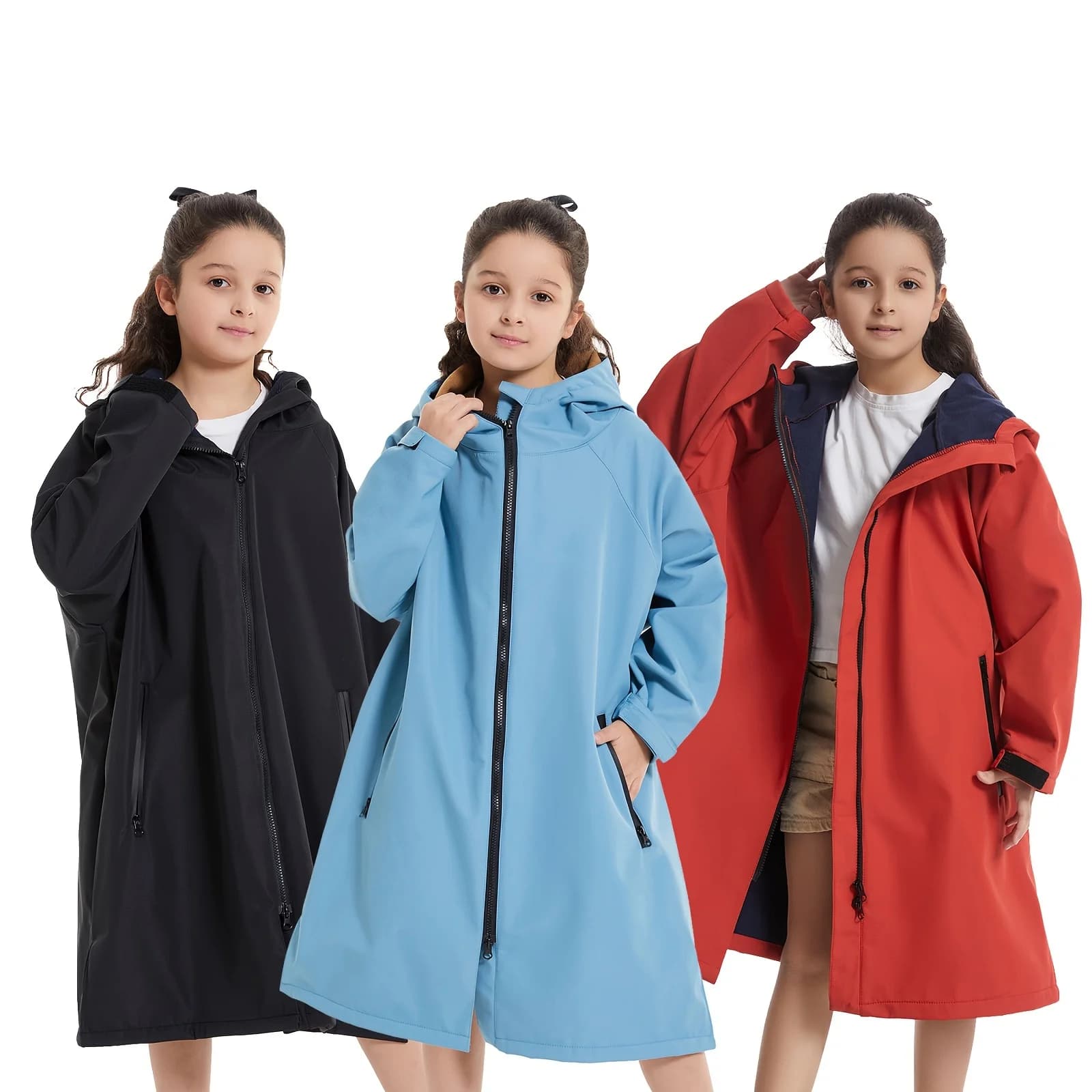 Mutao Poncho de Surf imperméable et coupe-vent, Robe à langer chaude d'extérieur à manches longues a