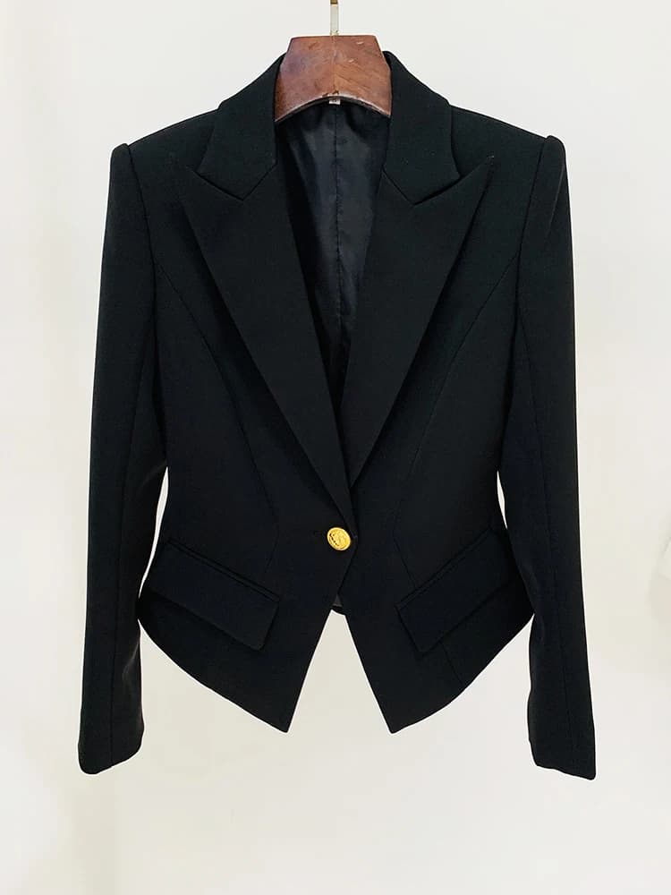 HIGH STREET Nouveauté 2026 Blazer de créateur pour femme, coupe ajustée, à bouton unique et revers