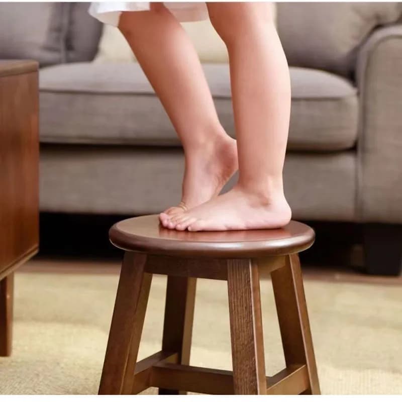 Petit tabouret chinois moderne en bois massif de couleur noyer, tabourets à langer pour chaussures d