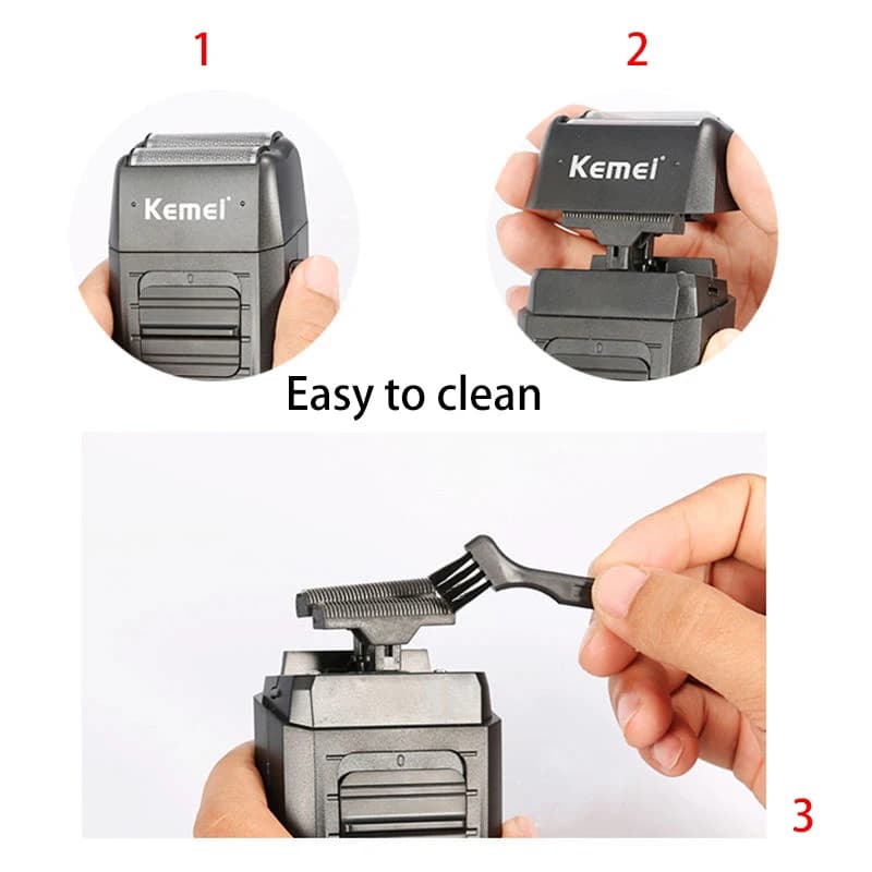 Kemei rasoir sans fil Rechargeable pour hommes double lame alternative barbe rasoir soins du visage 