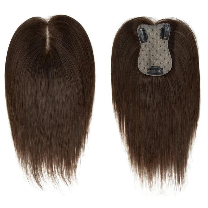 Toppers de vrais cheveux humains pour femmes Quotidien 360 °   Pièces de cheveux 3D avec mise à nive