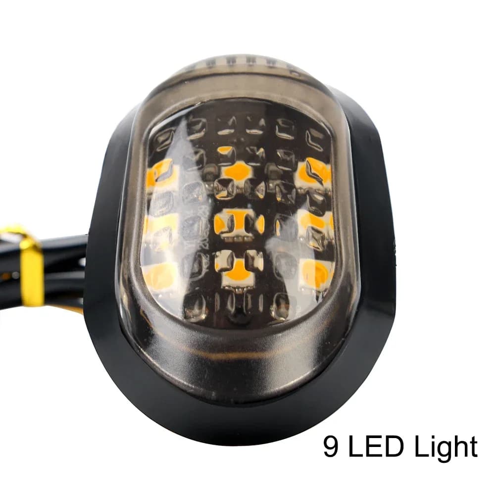 2 pièces 12V clignotants de moto une paire 9 indicateurs de moto LED clignotant jaune éclairage clig