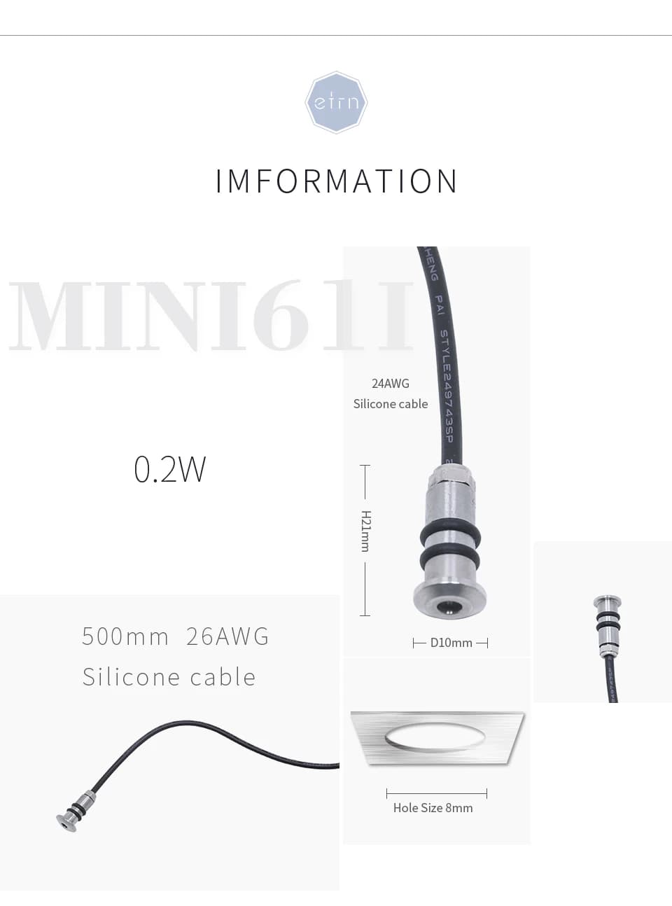Mini LED 12V 0.5W pont lumière encastré extérieur LED Spot étanche IP68 étape lumière jardin chemin 