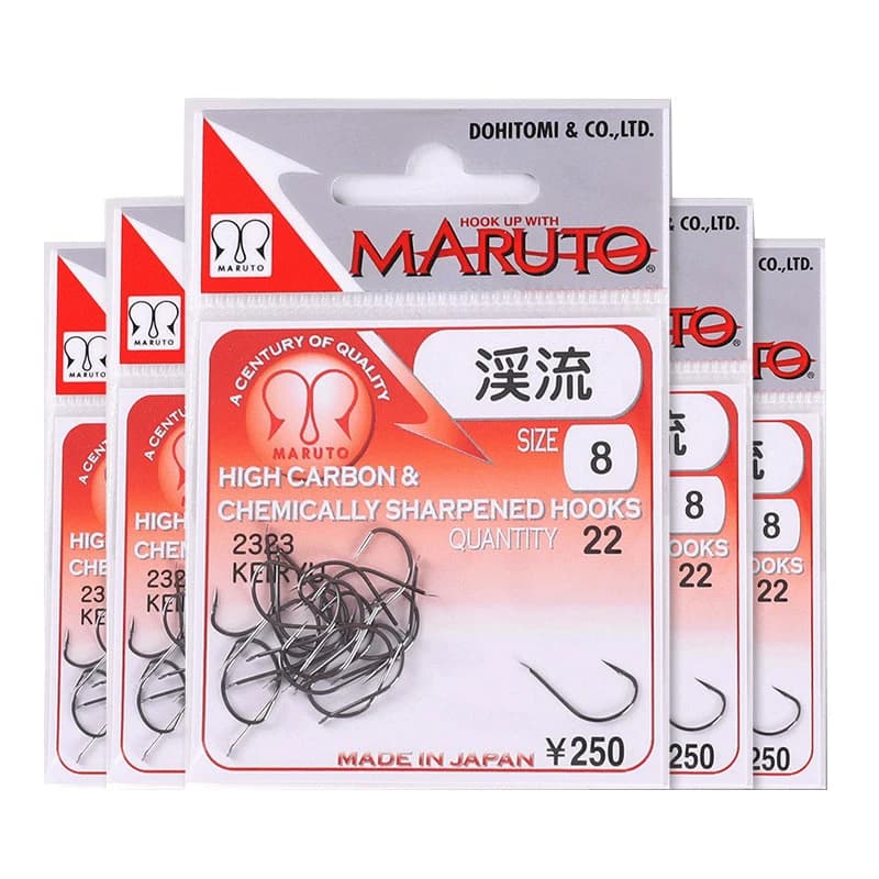 Hameçon Maruto Stream 2323 noir en acier à haute teneur en carbone tranchant 1-10 #   Matériel de pê