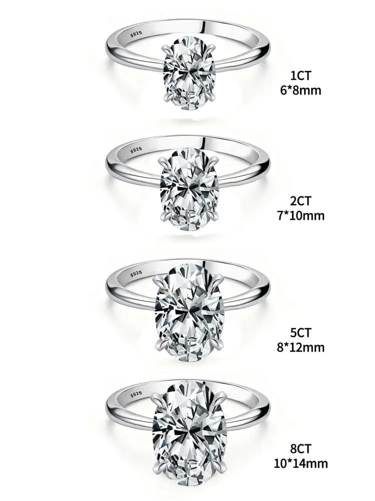 ROUSLY – bague ovale en argent Sterling 925 brillant pour femmes, pierre ovale en Zircon de 1 à 8CT,