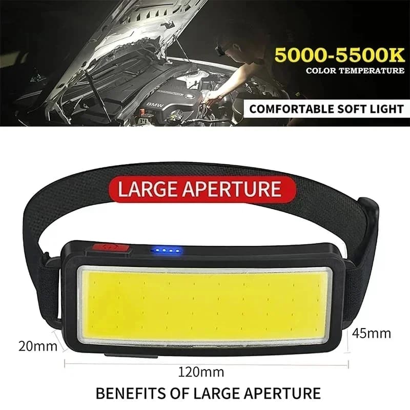 Lampe de poche LED COB pour sauna, batterie intégrée, aste par USB, lampe d'urgence extérieure, lant