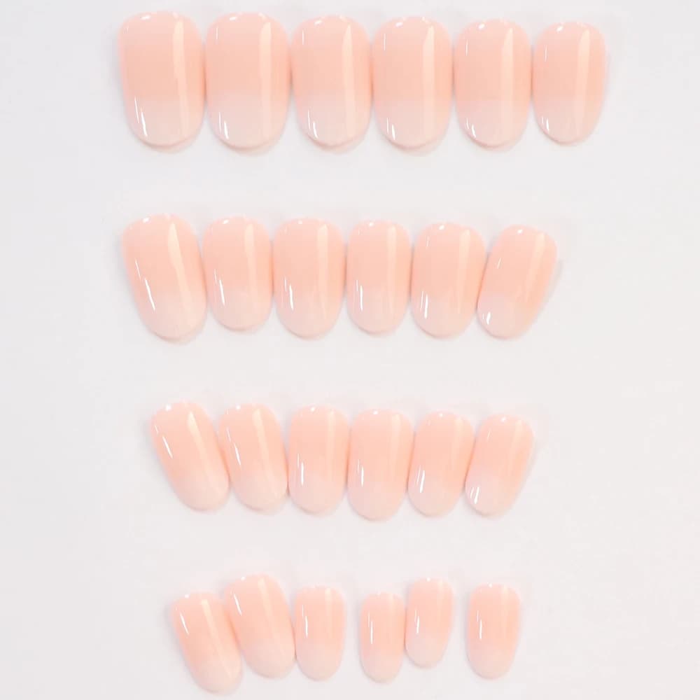 24 pièces presse sur ongles court amande rose couleur bonbon blanc Gradation Nail Art paillettes fau