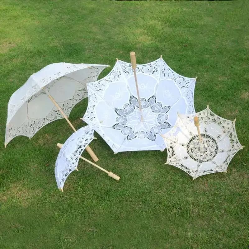 Parapluie artisanal en dentelle avec manche en bois, 28/45/75CM, parapluie en dentelle de célébrité,