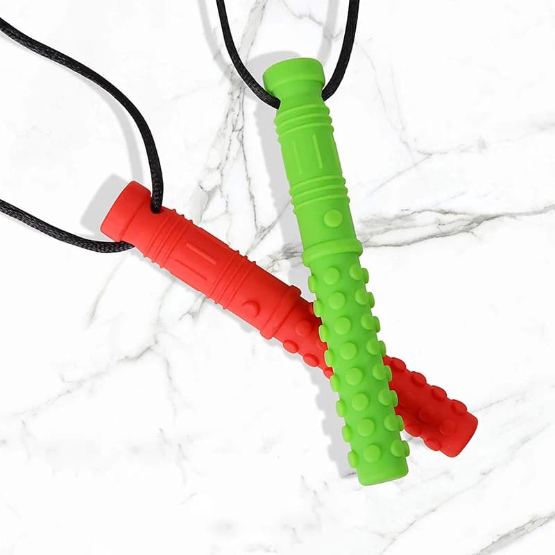 Collier à mâcher Texture Silicone, 6 pièces, anneau de dentition pour bébé, pendentif à mâcher senso
