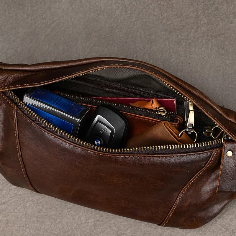 Sacs de poitrine en cuir pour hommes, sac à bandoulière lancé pour homme, sac de taille masculin, sa