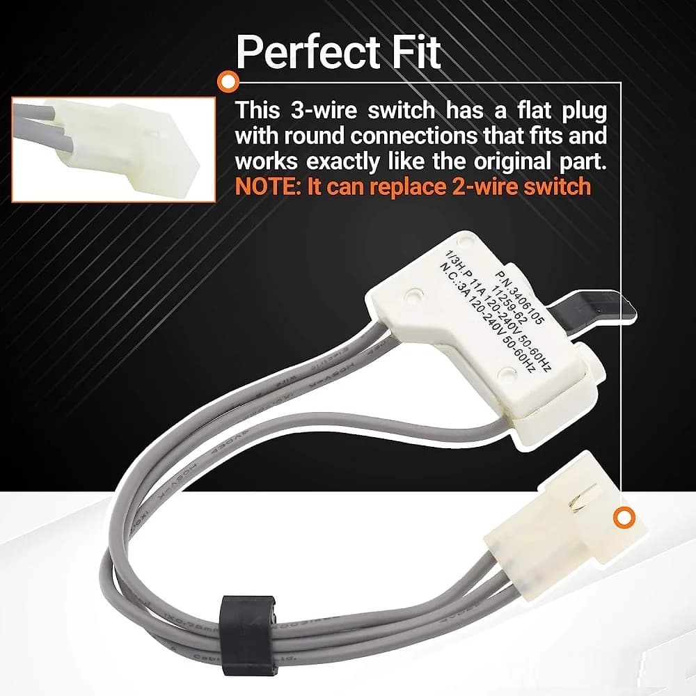 3406105   Interrupteur de porte de sèche-linge pour Kenmore Whirlpool KitchenAid 3405104 3405105 340