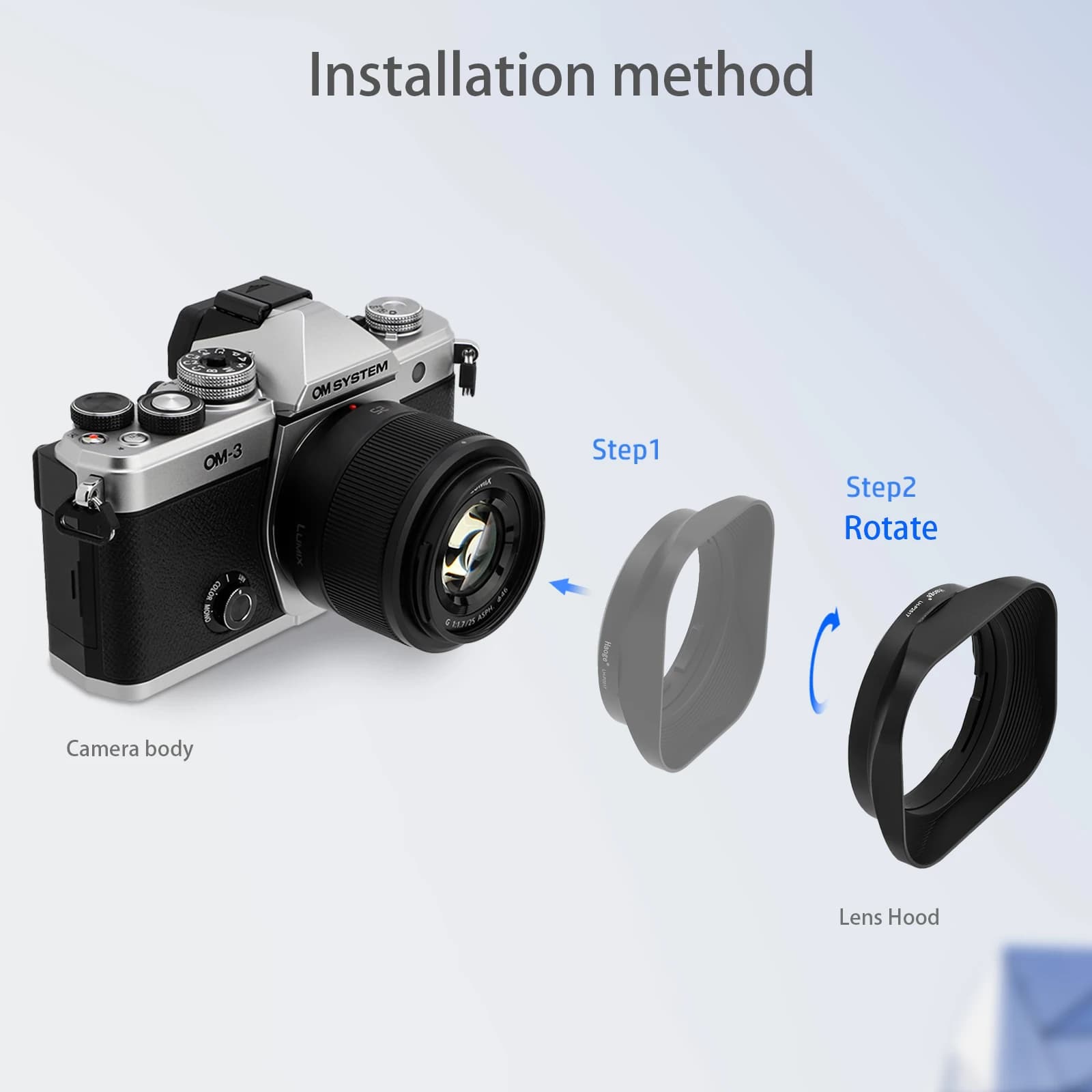 Haoge LH-P15 carré métal pare-soleil pour Panasonic Leica DG obturateur ILaffiliations 15mm f/1.7 AS