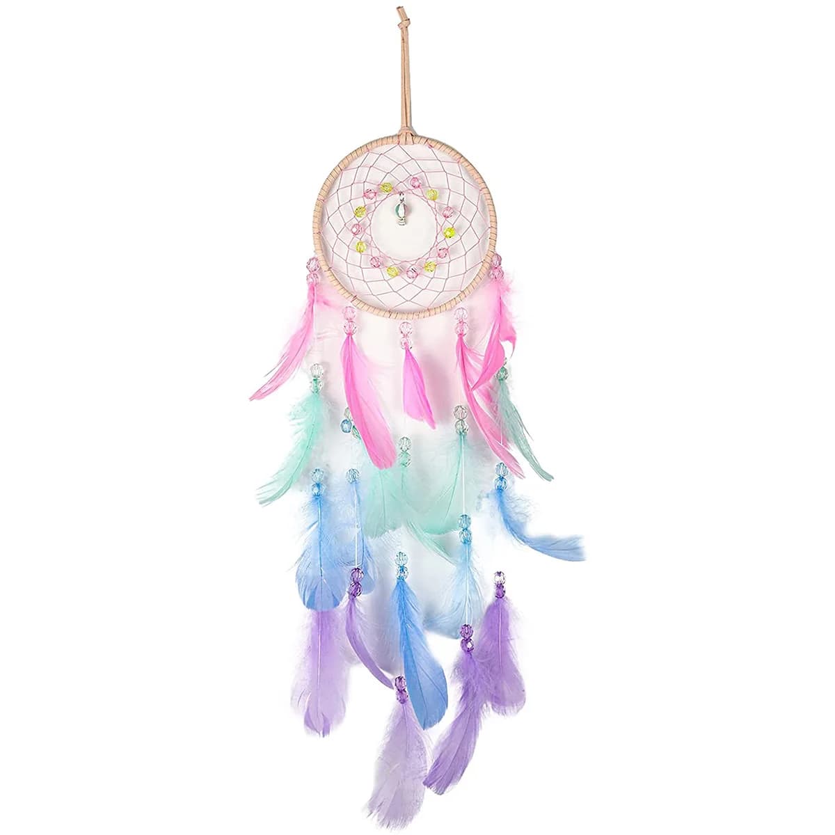 Attrape-rêves mural en plumes pour chambre de fille, avec lumière LED, fait main, cadeau d'anniversa