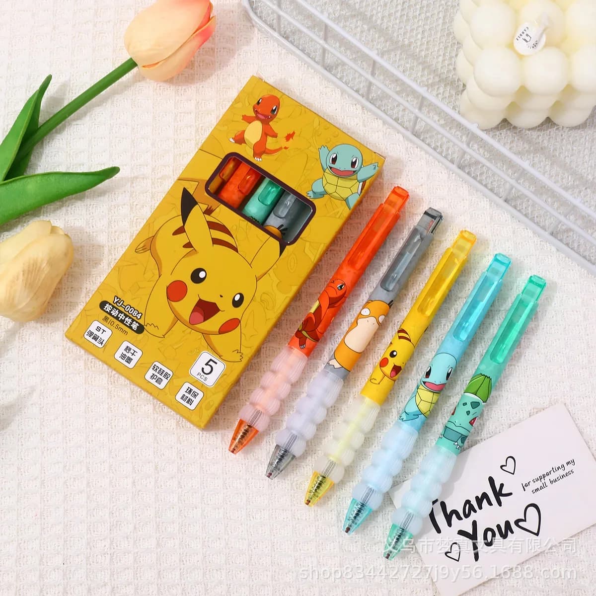 Ensemble de stylos Gel Pikachu, 5 pièces, stylo à bille Pokemon, stylo d'écriture imprimé de dessin 