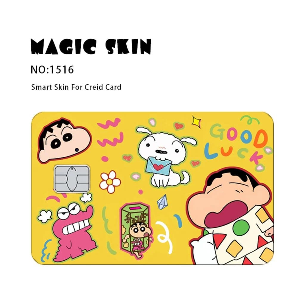 Crayon shin-chan carte de crédit peau mat autocollants pour carte bancaire carte d'identité carte de