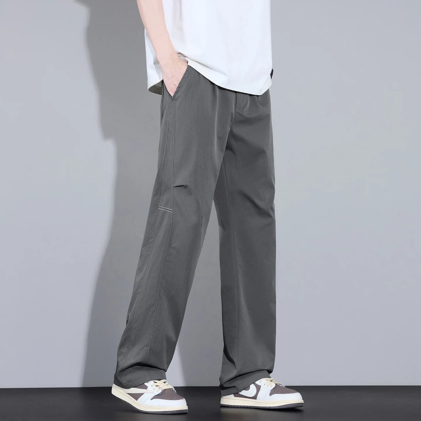 Nouveau Pantalon Décontracté d'Été 2026 de Haute Qualité pour Homme, Couleur Unie, Coupe Droite, Sty