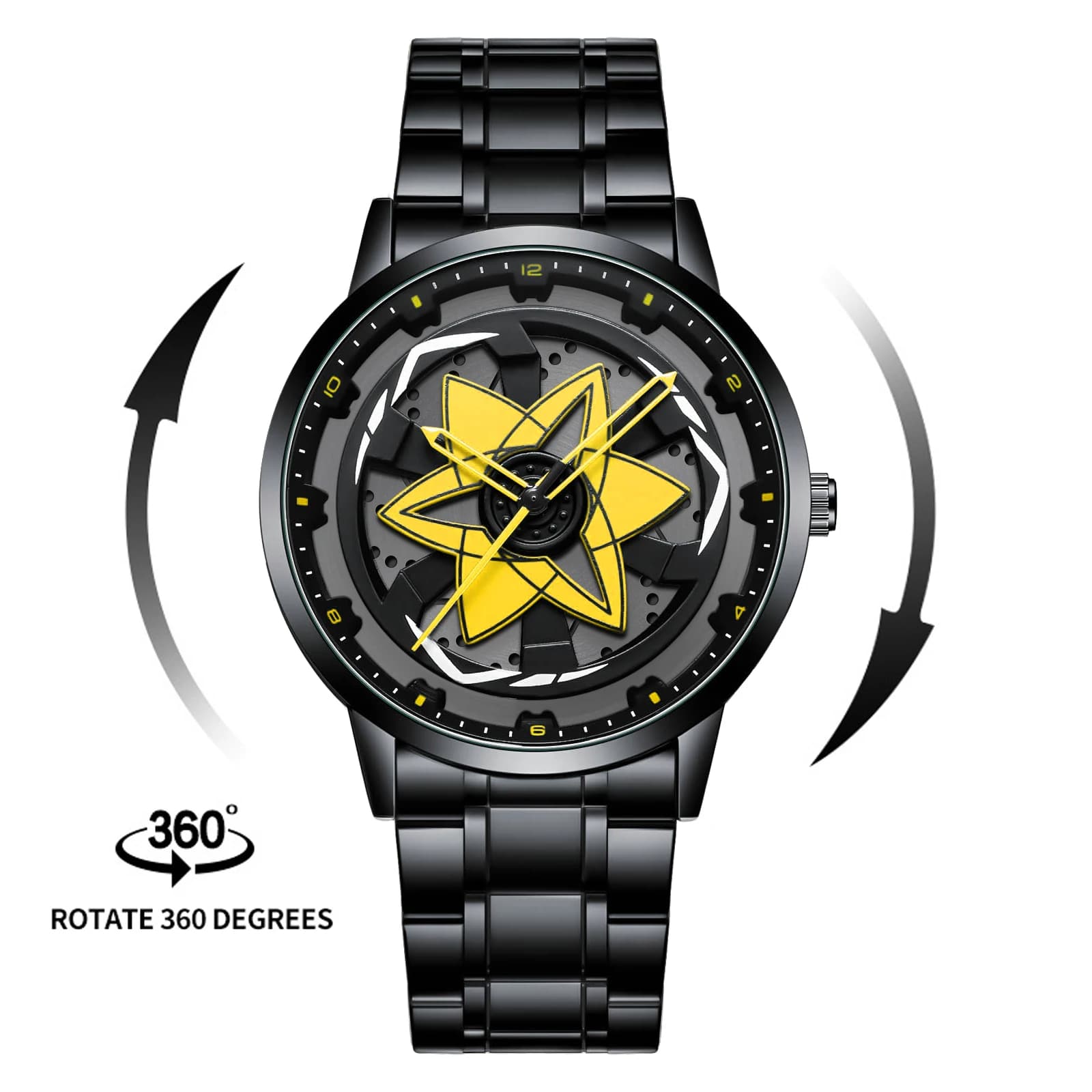 2025 nouvelle montre voiture série créative rotatif mouvement à Quartz sport Style noir en acier ino