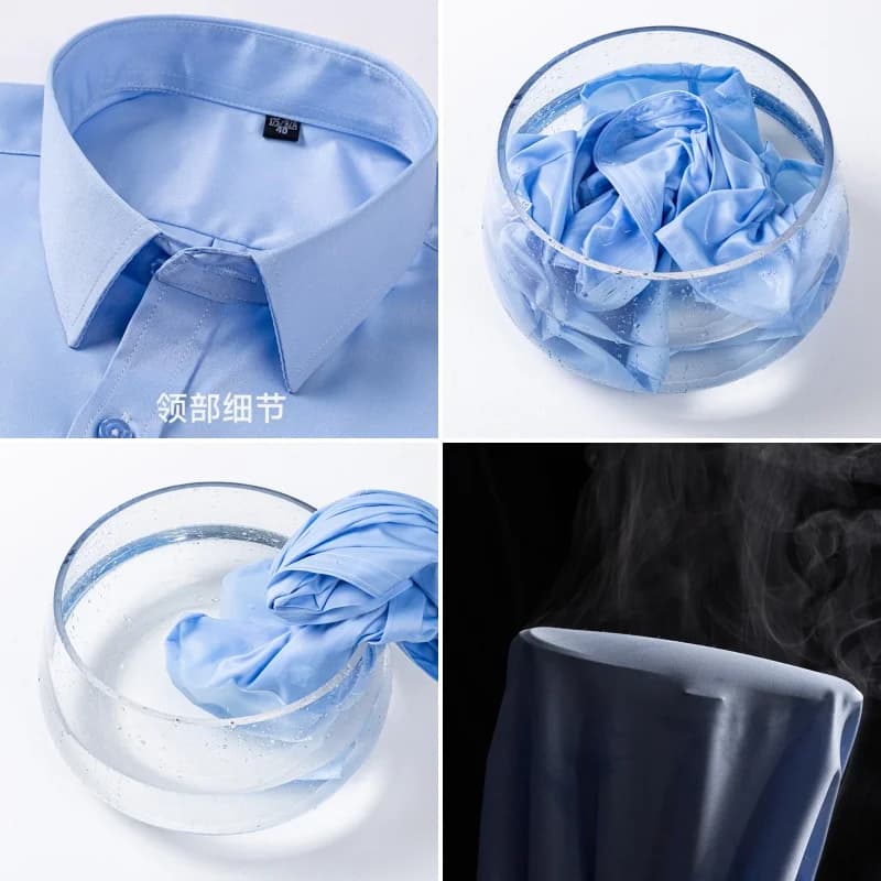 Nouveau Anti-rides hommes chemises manches courtes chemises habillées pour hommes coupe ajustée Cami