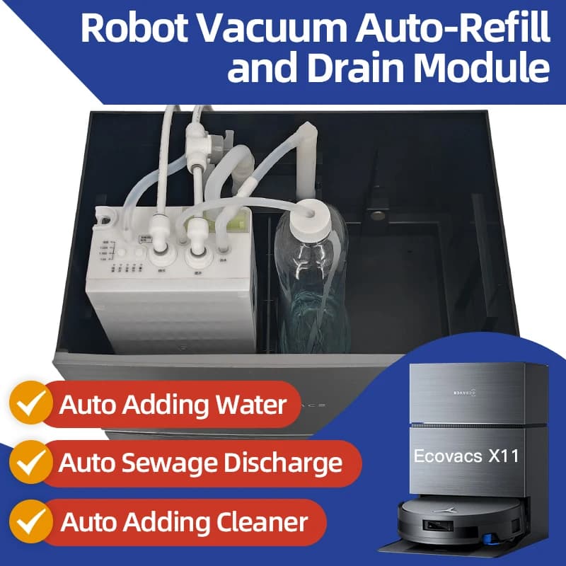Kit de remplissage et vidage automatique d'eau pour robot aspirateur Ecovacs X11/X12/X9/T50/X8/X1/T1