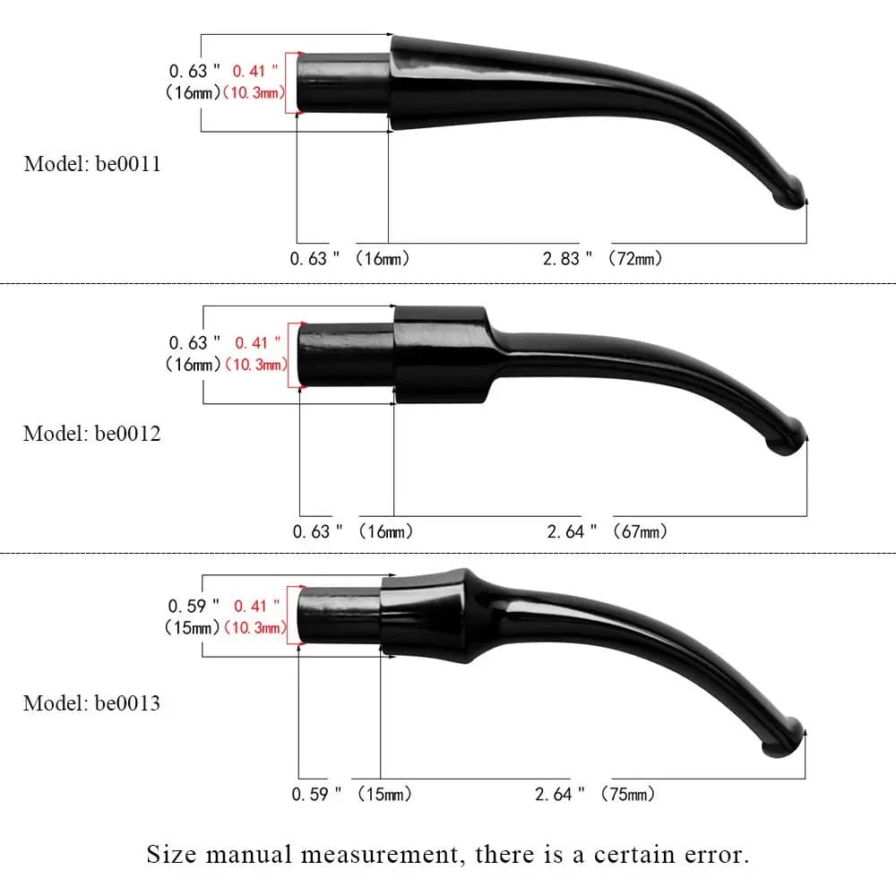Embouts de Pipe à struction er en Acrylique Noir, Tige pour Filtre de 9mm, Porte-Pipe, Incurvé, Droi