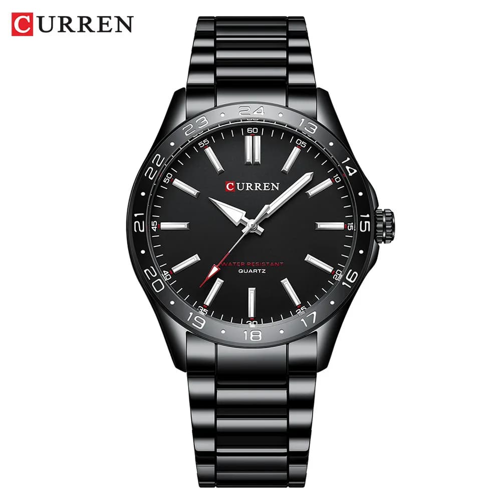 CURREN 8452 hommes montre à Quartz Simple mode loisirs affaires horloge noir argenté bracelet en aci